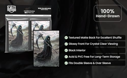 (Grim Reaper) 100% Hand-Drawn 100ct Textured Matte TCG/MTG Card Art Sleeves by Realm Guard - style: Art Sleeves