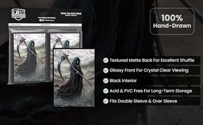 (Grim Reaper) 100% Hand-Drawn 100ct Textured Matte TCG/MTG Card Art Sleeves by Realm Guard - style: Art Sleeves