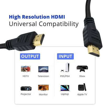 High-Speed 6.6 Foot HDMI Cable for Nintendo Switch, PS4, Xbox - Premium Quality, 4K Ultra HD, High-Fidelity Audio, Durable Connectors - Ideal for Gaming, Streaming, and Home Entertainment