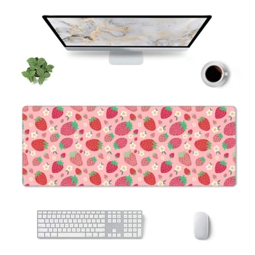 Strawberry Mouse Pad XL Large Mousepad Non Slip Rubber Base Desk Mat for Laptop Computer Gaming 31.5" X 12" - color: Strawberry