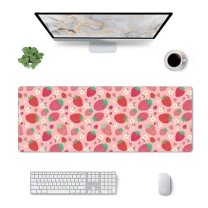 Strawberry Mouse Pad XL Large Mousepad Non Slip Rubber Base Desk Mat for Laptop Computer Gaming 31.5" X 12" - color: Strawberry