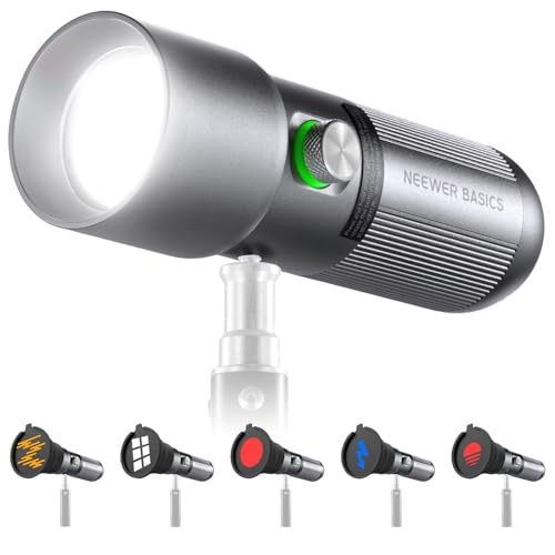 NEEWER Basics RGB Photography Flashlight,4 Colors/20 GOBO Filters/CRI95+/7500mAh,10W 6300K Portable LED Video Spotlight Patterned Ambient Aluminum Sunset Light for Recording Studio Lighting, USB, FL10
