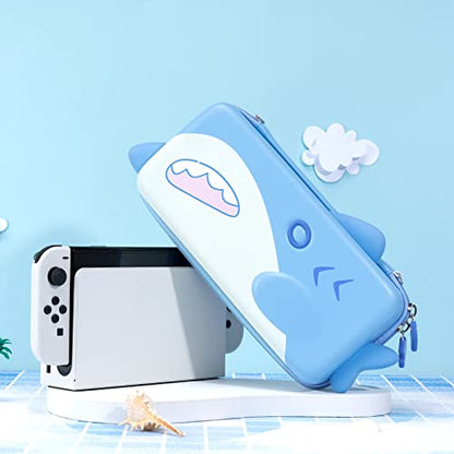 Geekshare Shark Carry Case Compatible with Switch/Switch OLED - Portable Hardshell Slim Travel Carrying Case fit Switch Console & Game Accessories -- Shark - size: Switch 1 & Switch OLED