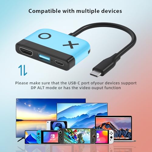 Switch Dock for Nintendo Switch 2,Portable TV Docking Station Replacement with 4K/60HZ HDMI TV USB 3.0 Port and USB C Charging,Compatible with Nintendo Switch 1/2/OLED Steam Deck - color: Blue