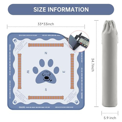 Mahjong Mat 33"x33" - 3mm Thick Non-Slip Noise Reduction Gaming Mat with Premium Carrying Bag, Portable Table Cover for Mahjong, Poker, Dominoes & Board Games (Slate Blue)