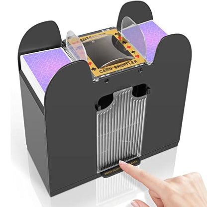 FEIERYA Automatic Card Shuffler 2/1/4/6 Deck | Battery-Operated Electric Playing Card Shuffler,Compatible with UNO,Poker for Home Card Game,Travel - size: 6 Decks
