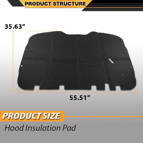 CNNELL Hood Insulation Pad 1/2" with Clips Compatible with 2000-2006 Chevrolet Tahoe & Suburban Black - style: 2000-2006 Chevy Tahoe/Suburban