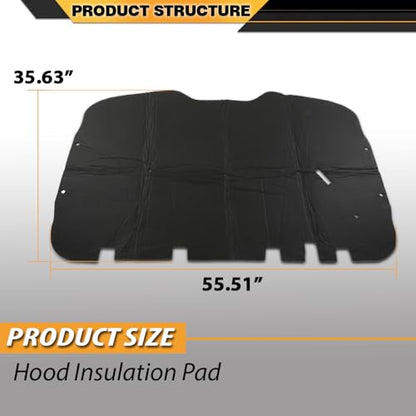 CNNELL Hood Insulation Pad 1/2" with Clips Compatible with 2000-2006 Chevrolet Tahoe & Suburban Black - style: 2000-2006 Chevy Tahoe/Suburban