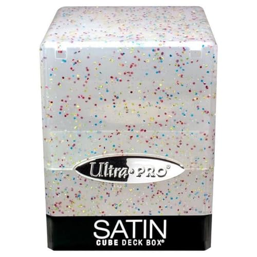 Ultra PRO - Satin Cube 100+ Card Deck Box (Glitter Crystal) - Protect Your Gaming Cards, Sports Cards or Collectible Cards In Ultra Pro's Stylish Glitter Deck Box, Perfect for Safe Traveling - color: Glitter Crystal