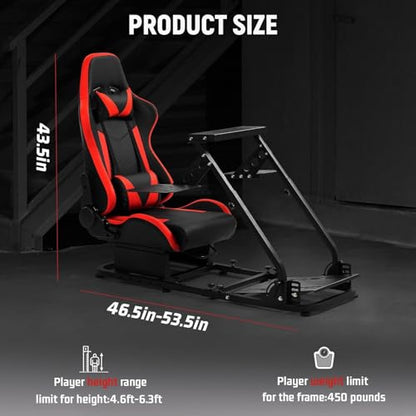 Dardoo Flight Simulator Cockpit with Seat Adjustable Fit for Logitech G923, for Saitek, for Thrustmaster T80 T150 HOTAS Warthog, Game Mount, Without Wheel, Shifter Pedal