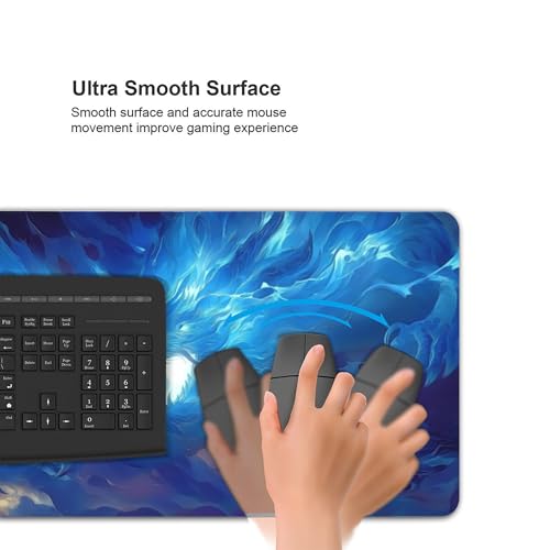 Large Gaming Mouse Pad with Blue Dragon Design, Extended Desk Mat, Non-Slip Rubber Base, 35.4" x 15.7" - color: Blue Dragon