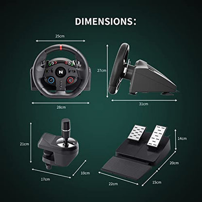Nitho Drive Pro ONE Racing Wheel with Pedals and Separate Shifter, 270° Gaming Steering Wheel Compatible with PC, PS4, Switch, Xbox One & Xbox Series X|S, Zero Dead Zone Driving Sim with Vibration