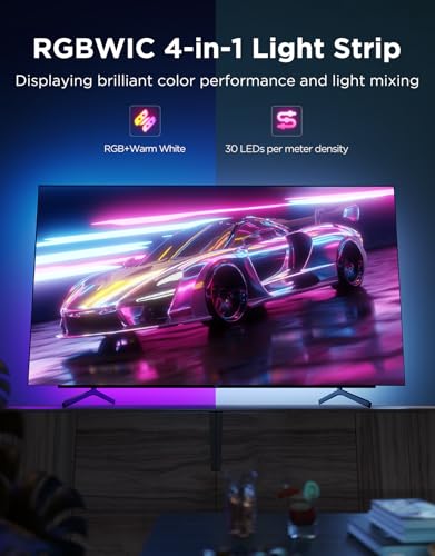 Govee TV LED Backlight 2, 18.4ft Cuttable TV Lights for 32-86 Inch TVs | RGBWIC LED Strips Lights for Monitors, Support 210+ Scene Modes & Music Sync，Smart APP and Voice Control, Easy Intall - size: 18.4FT for 32''-86'' TV