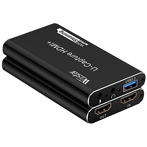 Wiistar USB Audio Video Capture Card 1080P60 HDMI to USB3.0 Video Capture | Support YUY2 with Microphone 4K30Hz HDMI Loopout for Game Recording Live Streaming PS4 Compatible with Windows Mac OS System