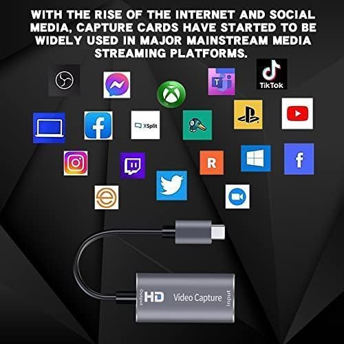4K TypeC HDMI Capture Card, Cam Link Video Capture Card HDMI to 1080P Type-C for Windows Mac OS System for Streaming Gaming Meeting with USB C Adapter to Adjust PS3 4, Switch, Xbox