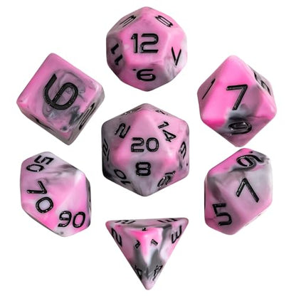 7PCS DND Dice Set RPG Resin Polyhedral Dice Set Camouflage Color with Leather Pouch for D&D Role Playing Games and Other Tabletop Games (Pink) - color: Camo-pink