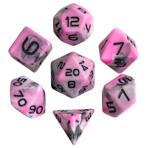 7PCS DND Dice Set Pink Polyhedral Dice Set for D&D Tabletop Games | Leather Storage Bag, DM Gift, for Dungeons and Dragons Role Playing Games - color: Camo-pink