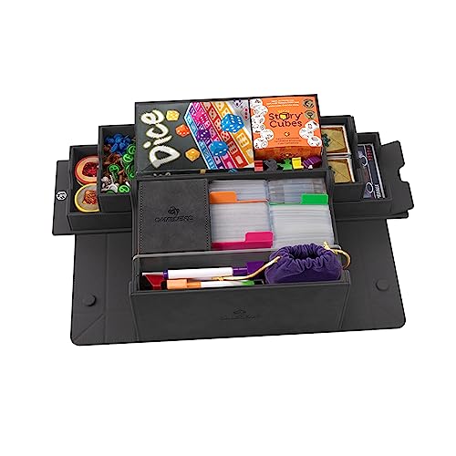 Gamegenic Game's Lair 600+ Convertible Deck Box - Double-Sleeved Card Storage, Holds up to 600 Cards, Premium Card Game Protector, Nexofyber Surface, Black Color, Made - color: Black