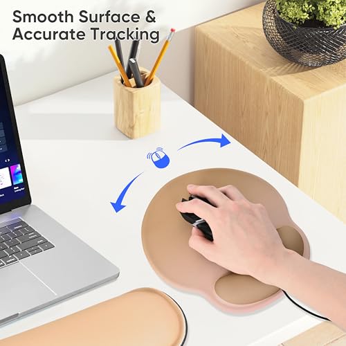 3 PCS Computer Mouse Pads for Desk with Coaster Set, Non-Slip Keyboard Wrist Rest and Mouse Pad Set, Ergonomic Design (Gradient Brown) - color: Gradient Brown