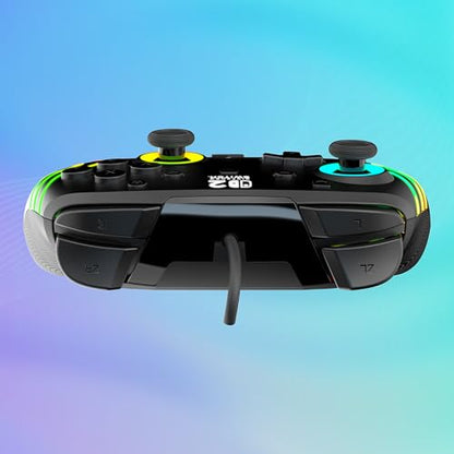 Turtle Beach Afterglow Wave Wired RGB Gaming Controller, Nintendo Switch 2 | Switch Lite, OLED, Hall-Effect Thumbsticks, 2 Mappable Back Buttons, Audio Controls, C-Button for GameChat, RGB Lights, Black - color: Black