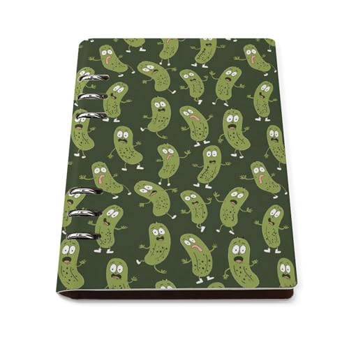 JOJOART Cute Pickle Characters Funny Journals Binder Notebook Loose Leaf 6-Ring Professional Notebook,Spiral Notebooks Refillable Journal Notebook,90 Sheets for Office Travel Planner