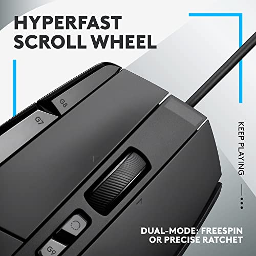 Logitech G502 X Wired Gaming Mouse - Black | Optical Switches, 13 Buttons, Infinite Scroll, PC/MacOS Compatible - color: Black, style: Wired