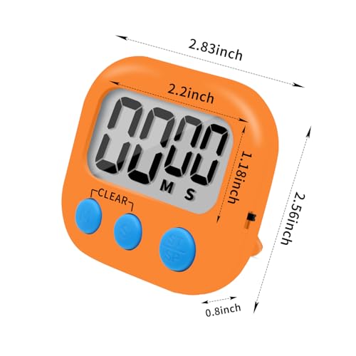 6 Pack Small Digital Kitchen Timer Magnetic Back and ON/Off Switch,Minute Second Count Up Countdown (Orange) - color: Orange