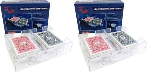 Yuanhe 2 Deck Rotating-Revolving Playing Card Tray, Card Holder (Pack of 2) - size: 7.24(L) x 5(W) x 2(H) inches (Pack of 2)