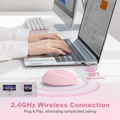 YUNZII C2 Wireless Mouse,2.4GHz Cute Silicone Noiseless Wireless Computer Mouse, Quiet Clicks, 3 Adjustable DPI, 1600 DPI Optical Tracking, Portable Ergonomic Mice for Laptop/PC/Mac (Pink) - color: Pink