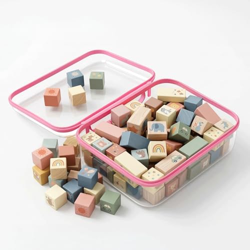 Clear Hard Shell Organizer Cases, 3 Pack with Handle | Durable PET shell with water-resistant, scratch-resistant surface for travel, toiletries, electronics and toys - color: Pink1