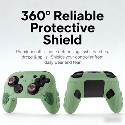 Steelheart Mecha Controller Cover, Non-Slip Soft Silicone Skin for Nintendo Switch 2 Pro, with Thumb Grips (Muted Green) - color: Muted Green