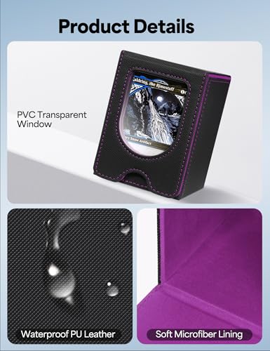 Card Deck Box for MTG Commander, Card Case Holds 100+ Double-Sleeved Cards, Magic Card Box Fits for TCG/PTCG/CCG Card with 2 Dividers (Black&Purple) - color: Black&Purple
