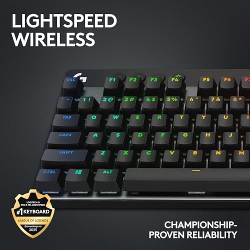 Logitech G PRO X TKL Lightspeed Wireless Gaming Keyboard (Tactile) - Black | Lightspeed wireless, Ultra-Portable Tenkeyless Design, LIGHTSYNC RGB, PBT keycaps, Tactile Switches - color: Black, size: TKL - Wireless, style: Tactile