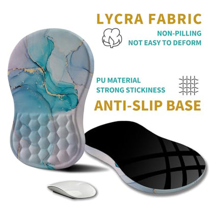 Hokafenle Ergonomic Mouse Pad Wrist Support, Wrist Rest Mousepad for Carpal Tunnel Pain Relief with Integrated Memory Foam Slope Massage Bulge (11.8x7.9 inch,Blue Marble - color: KM08-Blue Marble