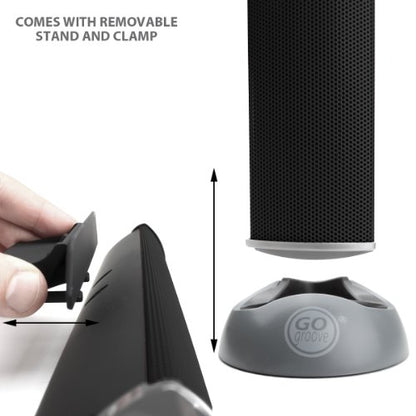 GOgroove SonaVERSE 노트북 컴퓨터용 USB 스피커 - 모니터용 클립온 휴대용 외부 스피커 디자인의 USB 전원 미니 사운드 바, 디지털 오디오 입력 및 전원용 케이블 1개 (블랙) - color: 블랙.