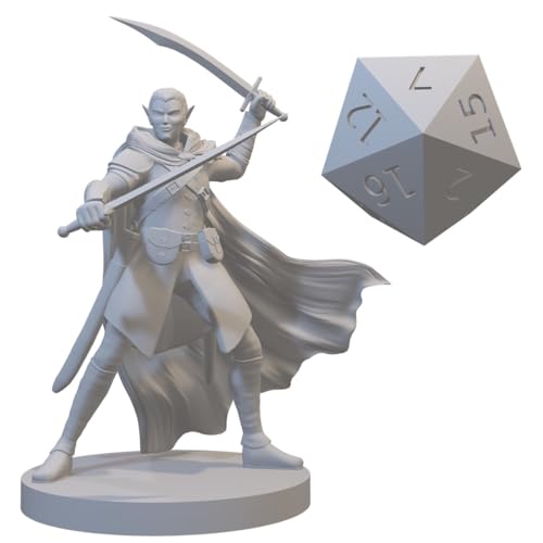 Ranger Miniatures for DND Pathfinder RPG Unpainted Resin 28mm-32mm 3D Printed (Elf Male Two Sword Ranger 4) - style: Elf Male Two Sword Ranger 4