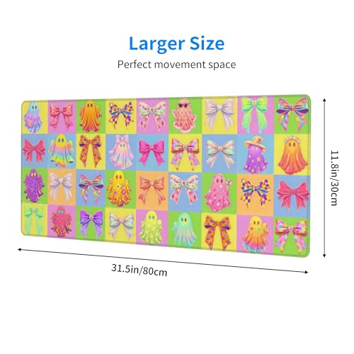 Ghost Bow Gaming Mouse Pad Extended Large Mouse Mat 31.5 X 11.8 Inch Nonslip Rubber Base Long Desk Pad Stitched Edges Mousepad Mice Pad for Office Home Game - color: Ghost Bow