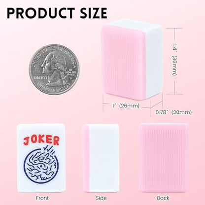 Suncle American Mahjong Tile Set X-Large 166 Pink Back Tiles 1.4" Large Size Tile with Carrying Travel Case, English Manual, Pro Complete Mahjongg Game Set - color: Pink Back-1.4inch