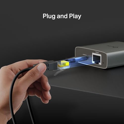 TP-Link Ethernet Splitter 1 to 2, 1000 Mbps High Speed Dual-Port Internet Splitter, Compatible w/ Cat8/7/6/5e/5, USB-C & Ethernet Cables Included, Aluminum Case, Plug and Play for Routers & More EH210 - style: Ethernet Splitter 1 to 2