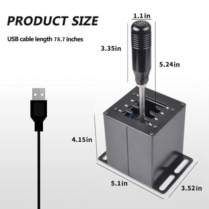 CNRAQR PC USB Simulator Shifter 7+R H Gear Shifter for LO GITECH G29/G27/G25/G920, T300RS/GT, Compatible with Gearshift PC Windows Steering Wheel for ATS ETS Dust WRC Sim Racing Game - color: 7R
