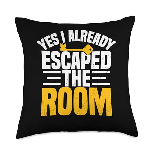 Exit Escape Room Game Player Solve Puzzle Master Fast Winner Throw Pillow - size: 18x18
