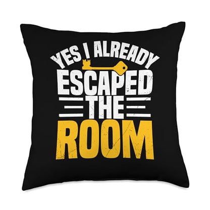 Exit Escape Room Game Player Solve Puzzle Master Fast Winner Throw Pillow - size: 18x18