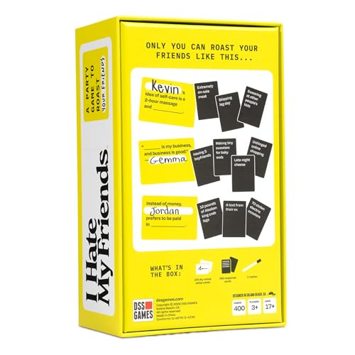 I Hate My Friends | Hilarious Roast Party Game for Adults | Ages 17+ | 100 Setup Cards, 300 Response Cards, 1 Marker, 3+ Players, Funny Friend Game, Gifts for Friends, Game Night, Group Game