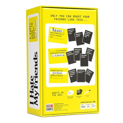 I Hate My Friends | Hilarious Roast Party Game for Adults | Ages 17+ | 100 Setup Cards, 300 Response Cards, 1 Marker, 3+ Players, Funny Friend Game, Gifts for Friends, Game Night, Group Game