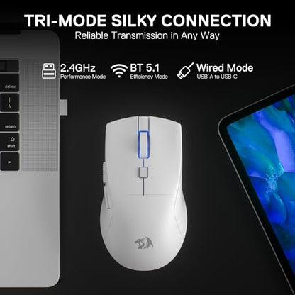 Redragon M618 LIT Wireless Gaming Mouse 10K DPI 70G Ultra-Light Remapping Keys - color: White, size: Wireless