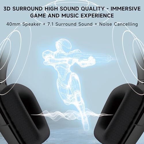 syndesmos Wired Gaming Headset for PS5, PC, Xbox Series X/S, Switch, 207g Ultra-Lightweight, Stereo Bass, 79in Cable with 3.5mm Splitter, Clear Mic, Gamer Gifts