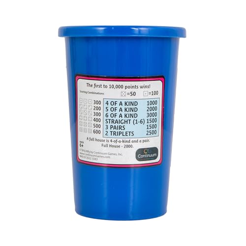 Continuum Games Farkle Fun Cup and Dice The Worlds Favorite Classic Push Your Luck Dice Game Includes Rolling Dice Cup, 6 Dice, and Scorepad Ages 6 and up - style: Fun Cup