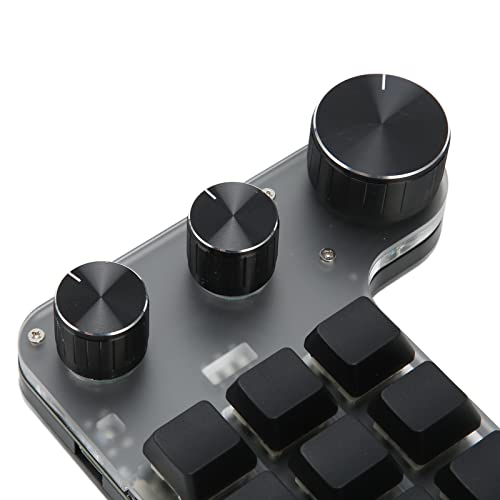 Dilwe 12-Key One-Handed Mechanical Gaming Keyboard - Programmable Macro Keypad with 3 Knobs, Portable Bluetooth USB for Office and Gaming