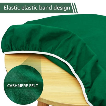 Felt Card Table Game Cover,36.2 Inch Round Tablecloth,Game Table Topper Mat Fit 36-48 Inch,Elastic Foldable Poker Table Cover Protector for Card Games, Mahjong, Board Games, Dice Games, and More