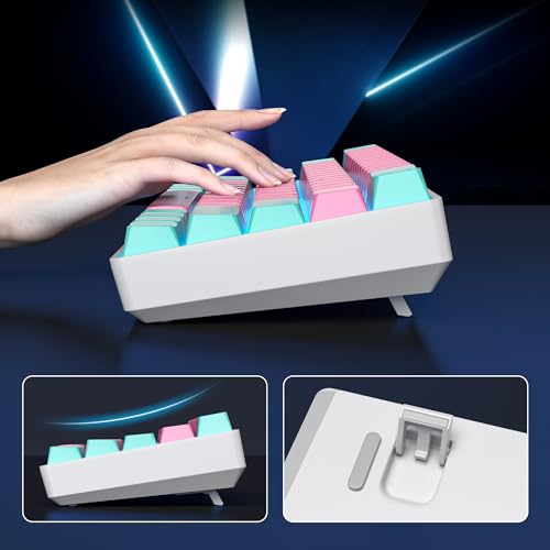 surmen 60% Percent Gaming Keyboard Mechanical with Linear Red Switch, 61-Keys Pink Mini Gaming Keyboard LED Light Backlit PBT Keycaps for Laptop, Desktop, PC Gamers (61Miami) - color: 61 Miami